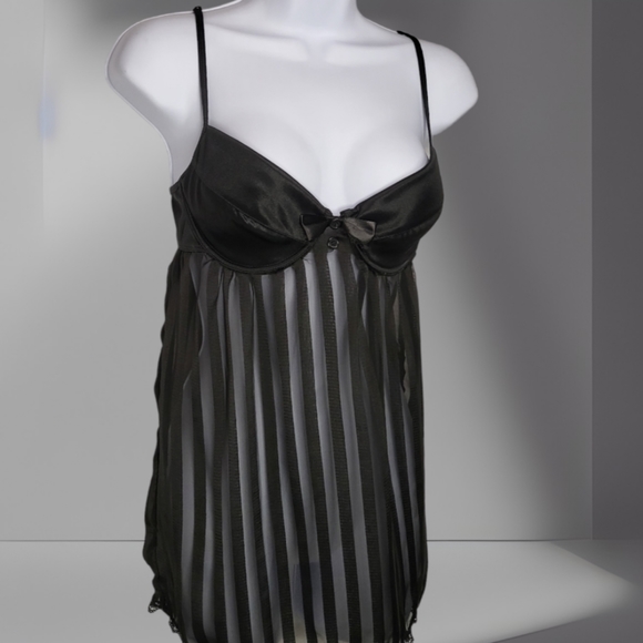 Dreamgirl Intimates Black Satin Chemise Slip Women's Size Small - Picture 2 of 4